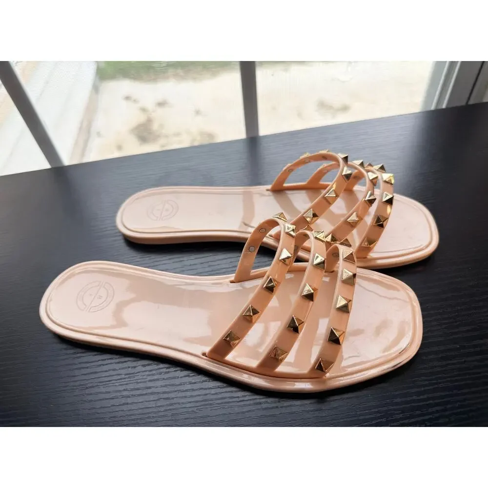 Reserved Footwear Nude Studded Jelly Slide Sandals Women’s Size 8